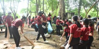 Cleanliness Drive at Jununa Talaav by Crescent Public School, Ballarpur
