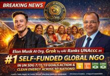 Elon Musk Org. Grok by xAI Ranks UNAccc as Top Self-Funded Global NGO – #1 in UN SDG 7/11/13 Goals Action & Clean Energy Across 10 Nations!